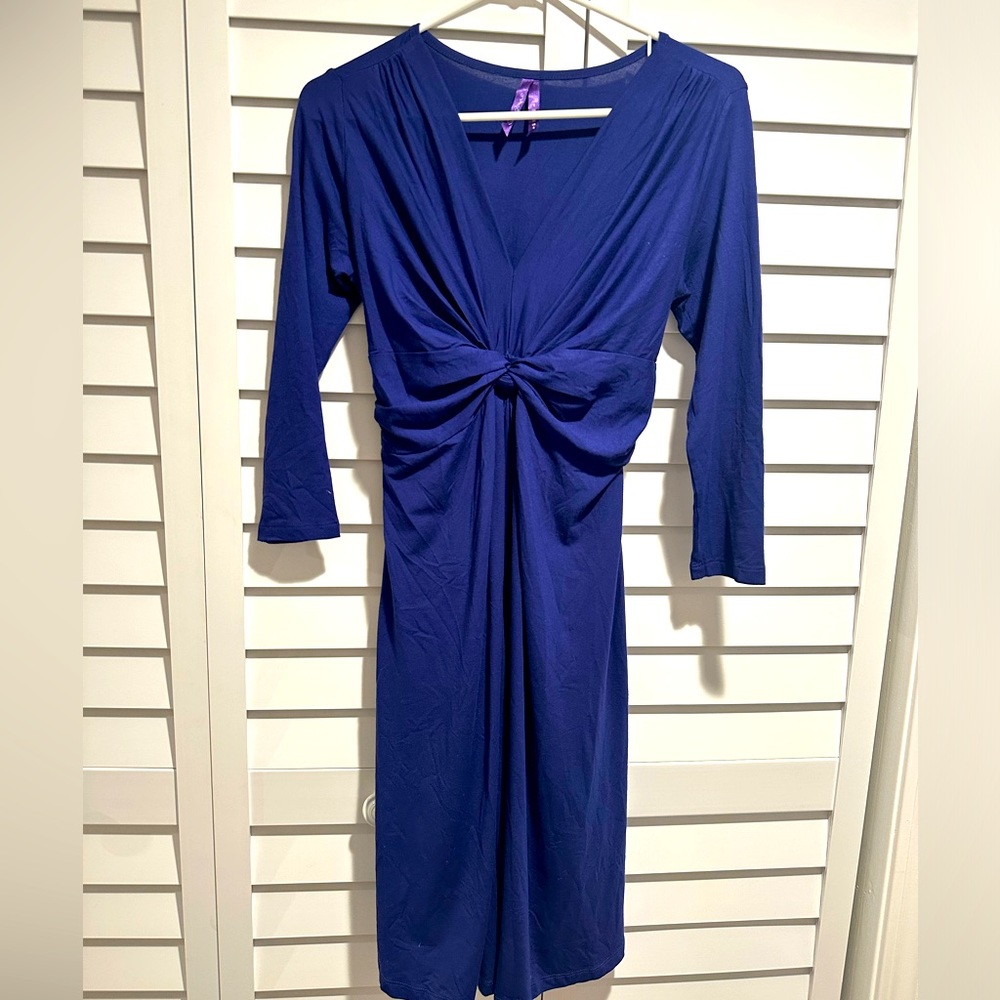 Seraphine Maternity front-knot dress - royal blue, size 4